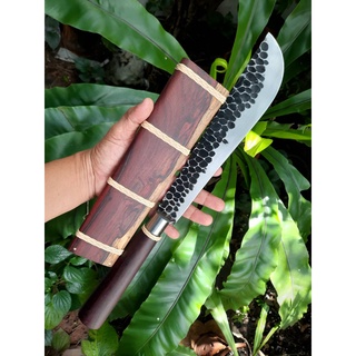 มีดลาบ มีดควาญ มีดมาเชเต้ Machete มีดเหน็บ อีเหน็บ มีดเดินป่า มีดแคมป์ 10.4” SUP9 ผิวไฟทิ้งรอยค้อน ด้ามฝักชิงชัน คอเลส