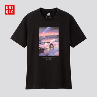 ผ้าฝ้ายแท้Uniqlo (Ut) เสื้อยืดแขนสั้น พิมพ์ลายตัวอักษร Shinkai Makoto Your Name สําหรับผู้ชายS-3XL