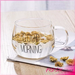 Fresh แก้วกาแฟ สกินตัวหนังสือ Good Moring ดีไซน์เลิศ Breakfast Glass
