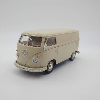 รถโมเดล รถแวนท้ายรถ ประตูข้าง เปิดได้ WELLY 1:24 1963 volkswagen T1 Bus สีครีม