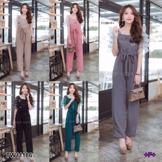 Jumpsuit จั๊มสูทขายาวคอเหลี่ยม WS11186