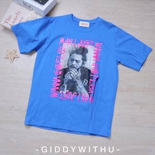 Tshirtคอลูกเรือcrew neckพร้อมส่ง! เสื้อยืด Oversize งานป้าย สกรีน Post Malone แวกข้างเก๋ๆ giddywithu-4XL