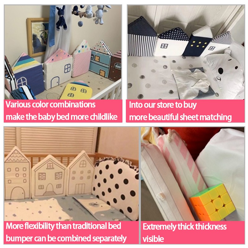 4pcs/Set Crib Bumper Newborn Baby Bed Bumper Crib Side Cushion Baby