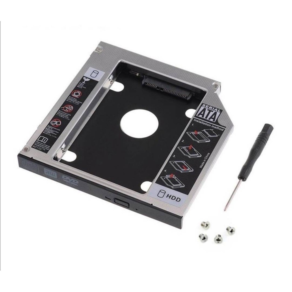 ถาดแปลง ใส่ HDD SSD ในช่อง DVD Notebook 12.7mm Universal SATA 2nd HDD SSD Hard Drive Caddy
