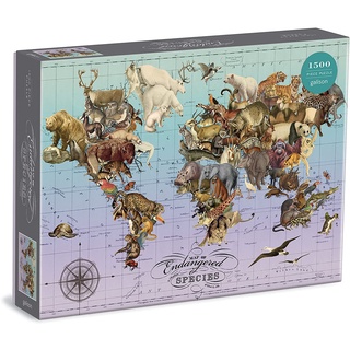 จิ๊กซอว์ Galison - Map of Endangered Species  1500 piece  (ของแท้  มีสินค้าพร้อมส่ง)