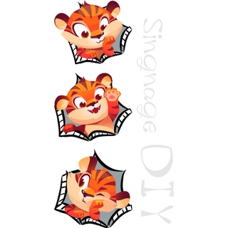 Sticker 3D Tiger น้อยน่ารัก Inkjet