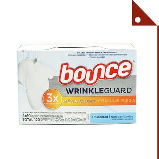 Bounce : BOU0010* แผ่นปรับผ้านุ่ม Wrinkle Guard Mega Dryer Sheets Unscented, 60 Count