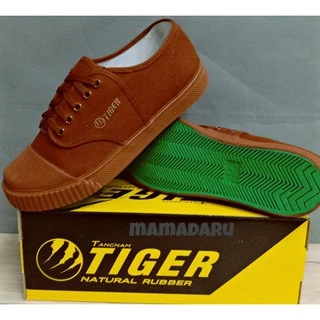 รองเท้าผ้าใบ Tiger 205 พื้นเขียว รองเท้านักเรียน น้ำตาล/ขาว/ดำ ผ้าใบไทเกอร์
