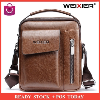 Ready Stock Men Shoulder Bag Leather Travel Bags Business Crossbody Messenger Bag for Men H9VE