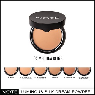 NOTE COSMETICS LUMINOUS SILK CREAM POWDER 03 MEDIUM BEIGE ปาดเดียวเนียนกริ๊บ 1 ตลับครบเป็นไพรม์เมอร์/คอนซีลเลอร์/รองพื้น