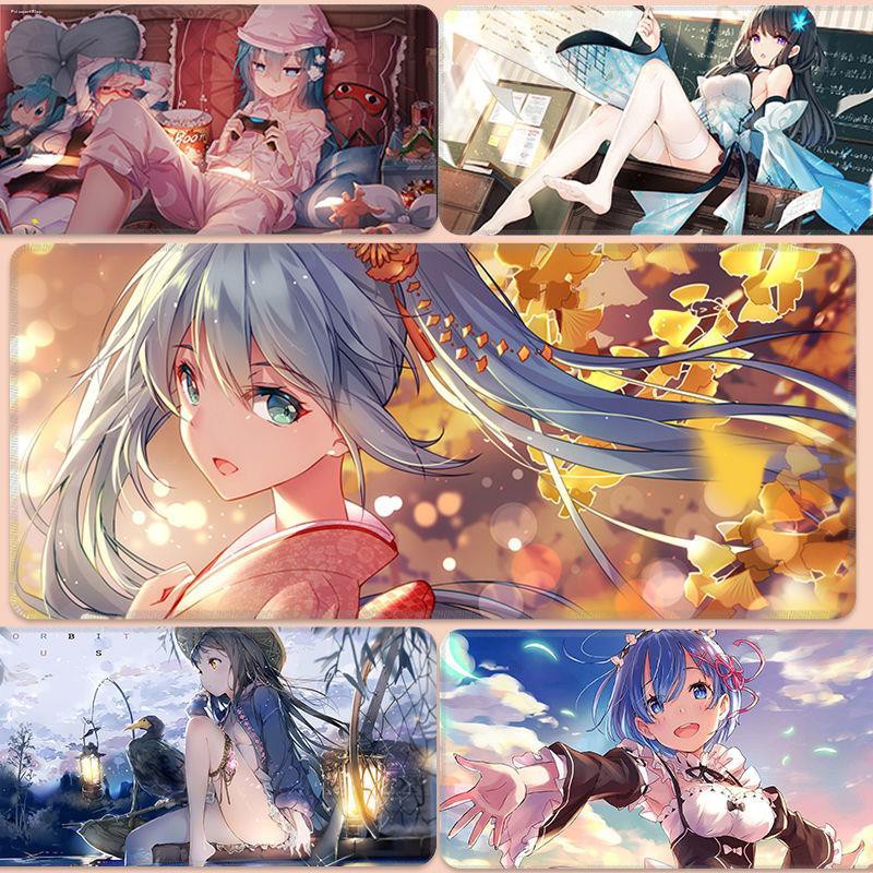 ☎แผ่นรองเมาส์ แผ่นรองเมาส์ขนาดใหญ่พิเศษ super mouse padเกมสำนักงานยามว่าง แผ่นรองเมาส์อะนิเมะ Hatsun