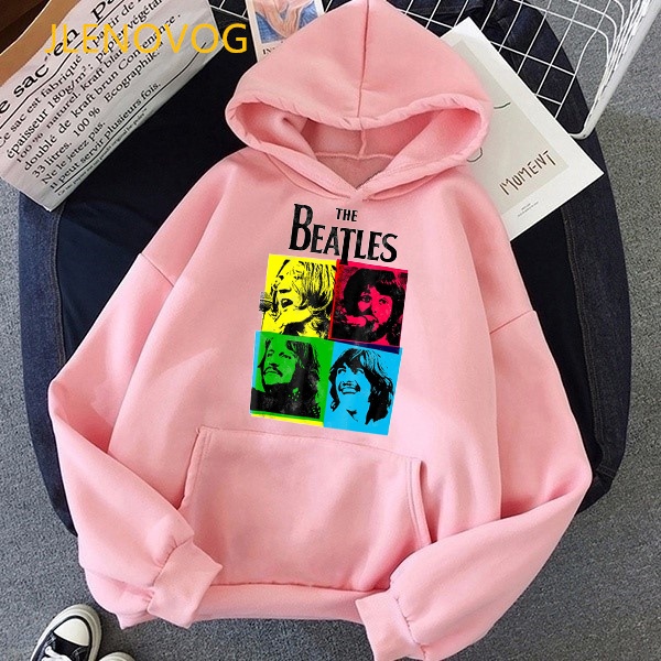 Fashion Vintage The Beatles Hoodies Women Hooded Sweatshirts Pink Top Girls Winter Clothes Warm Graphic Jacket Fleece #1
