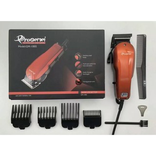 Professional Corded Clipper GM-1005 for Barber Stainless head with Comb 4 size 3,6,9,12 mm and Scissors - Orange