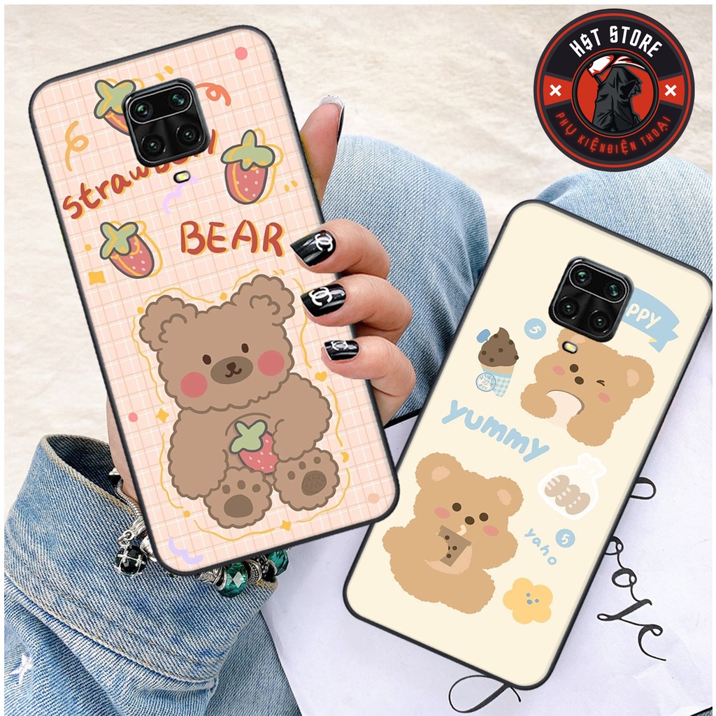 Redmi Note 9S / Note 9 Pro / Note 9 Phone Case - Print Cute Bears, Pink Strawberry Bears