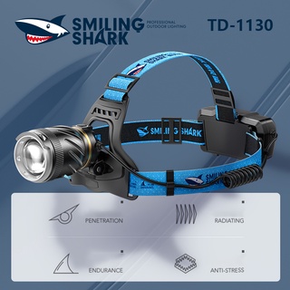 SmilingShark ไฟหน้า LED M5 5000lm ไฟแรง Super Bright ไฟหน้า USB ชาร์จกันน้ำซูมกลางแจ้งปีนเขาแสงระยะไกล 1000M