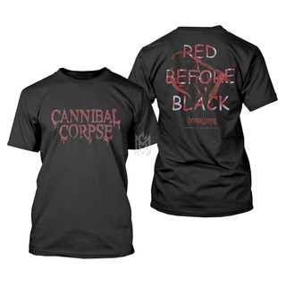 [100% Cotton] เสื้อยืด ลายโลโก้ CANNIBAL CORPSE สีแดง ก่อนใส่สีดํา