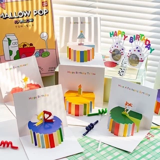 •พร้อมส่ง• การ์ดวันเกิด แบบPop Up มี12ลาย happy birthday card 🍰🍿