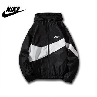 Ready Stock Nikeแจ็คเก็ตอาดิดาสเสื้อคลุมแขนยาว มีซิป ผ้าร่ม สไตล์เกาหลี ใส่สบาย มี 3 สี สีดำ สีขาว เถ้า