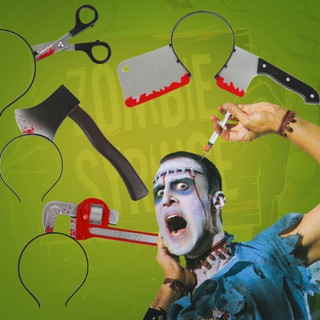 ที่คาดผมฮาโลวีน พร็อพฮาโลวีน ฮาโลวีน Scary Horrible Halloween Prop Headband : Hammer Axe Saw Knife Scissors Syringe etc.