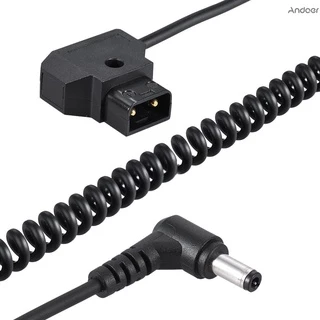 Andoer คอยล์อะแดปเตอร์ขยายสายเคเบิล 98 ซม. 38.5 นิ้ว D-Tap 2Pin ตัวผู้ เป็น Dc 5.5 * 2.1 มม. แบบเปลี่ยน สําหรับแบตเตอรี่ V-Mount Dsl