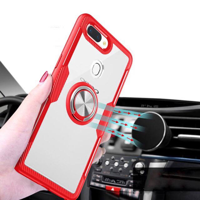 เคสโทรศัพท์มือถือสําหรับ Oppo R15 R15 Pro R17 F7 A3 Luxury Stand Holder Car Ring Clear Phone Case