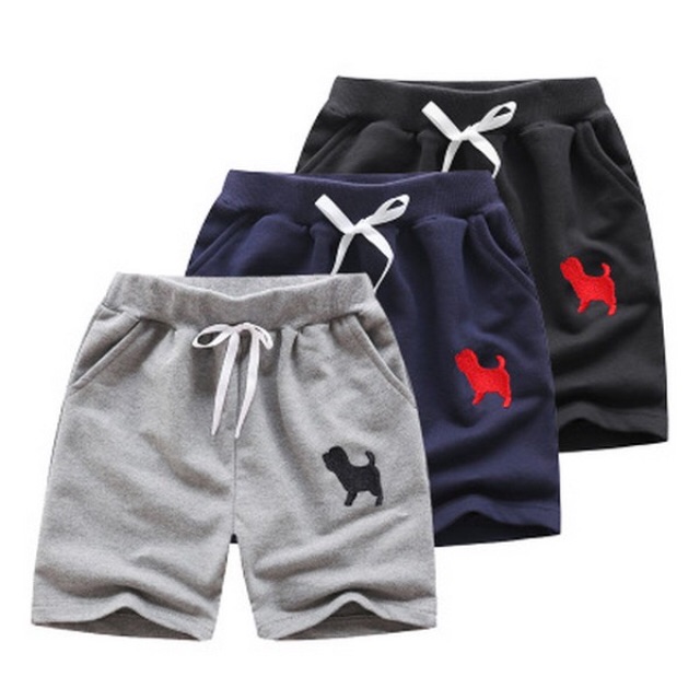 BP1311A กางเกงเด็ก ขา 5 ส่วน คอตตอน 100% เชือกแต่ง ปักหมาน้อย (1ข/2ข/3ข/4ข)