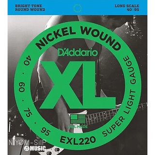 D’Addario EXL220 Nickel Wound Bass Guitar Strings, Super Light, 40-95, Long Scale