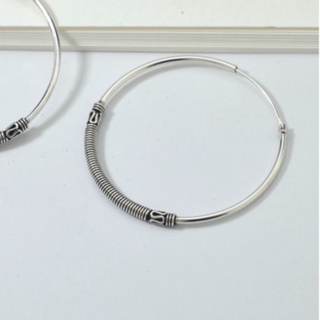 SILVER THAI 25mm Silver Chain Hoop Earringsต่างหูเงินแท้ 92.5% / ต่างหูห่วง ต่างหูบาลี ต่างหูเกี่ยว เงินแท้ใส่ออกงานดูดี