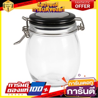 ขวดโหลแก้วกลม-M ฝาสปริงขอบดำ ขวดโหล ROUND GLASS CANISTER WITH SPRING LID M BLACK