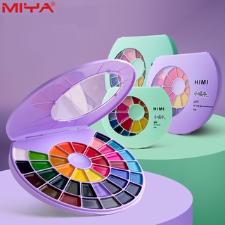 MIYA Himi art สีน้ำกึ่งความชื้นภาพวาดทึบ - 24/38 สี [ฟรีแปรง] ชุดระบายสีเด็กชุดระบายสีเริ่มต้นแปรงของขวัญ