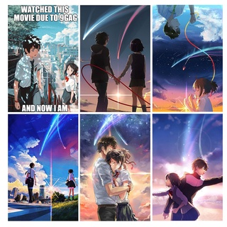 【Hf】ภาพจิตรกรรมปักครอสติสลาย Your Name Animation 5D ติดประดับเพชร Diy สําหรับตกแต่งบ้าน 30X40ซม.