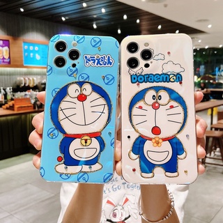 บลูเรย์ พลอยเทียม การ์ตูน น่ารักจัง โดเรม่อน เคสไอโฟน 14 Pro Max iphone 14 plus 13 pro max 12 11 Pro Max Xs Max Xr X 7 8 Plus + Case ใหม่ ซิลิกาเจล ป้องกันการหล่น นุ่ม ไอโฟน เคส