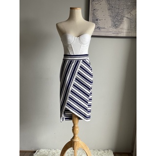 Bodycon Asymmetric Stripes Pencil Skirt