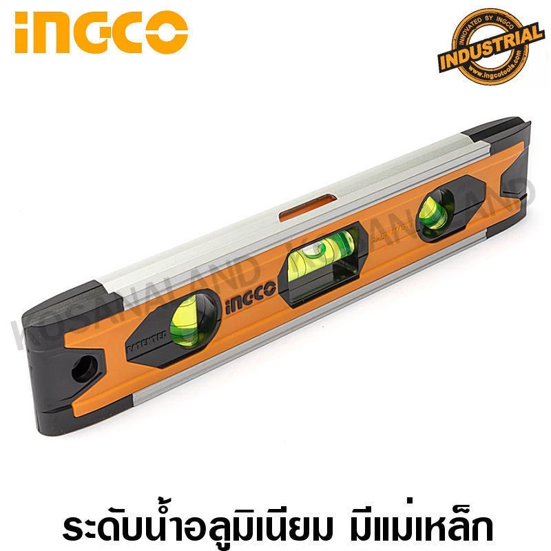 INGCO ระดับน้ำอลูมิเนียม มีแม่เหล็ก 9 นิ้ว รุ่น HMSL01030 (Mini Spirit Level)