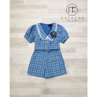 จั้มสูทขาสั้นคอบัว ป้าย NATACHA