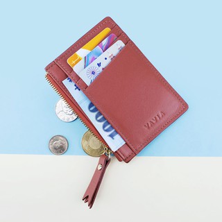 "Red Ochre" Vavia Zipped Card Purse หนังวัวแท้ มี 8 ช่องใส่บัตร และ 1 ช่องซิป