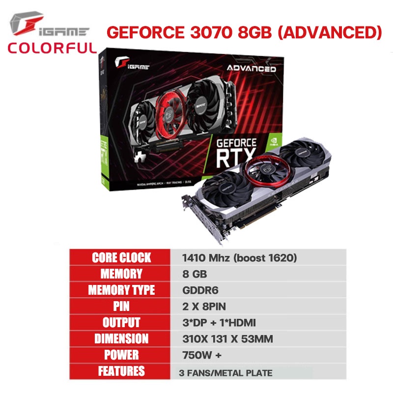 COLORFUL iGame RTX 3070 Neptune OC-V LHR สินค้าใหม่ ประกัน