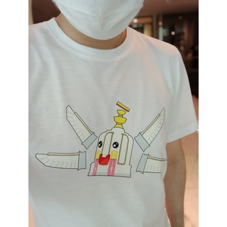 เสื้อยืดลายน้องเดมโม่ - อนุสาวรีย์ประชาธิปไตยลายการ์ตูน สีขาว