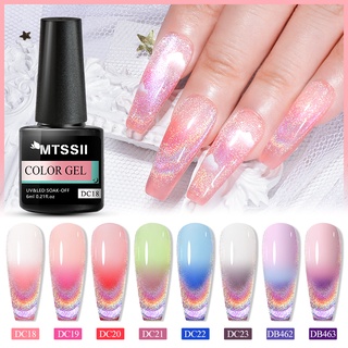 MTSSII 2PCS/SET เจลแม่เหล็ก เปลี่ยนสีตามอุณหภูมิ สีรุ้ง โฮโลแกรม 6ml