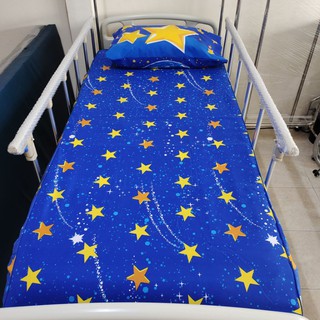 ราคาผ้าปูเตียงคนไข้ ยางยืดขนาดพอดี เตียง 3 ฟุต เตียงผู้ป่วย มีลวดลาย ใช้กับที่นอนลม รับประกันสินค้าคุณภาพ ซักแล้วไม่เป็นขน