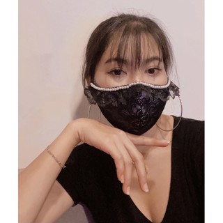 NEW‼️แมสผ้าลูกไม้งานแต่งมุก งานจริงสวยเว่อวังมาก😷😷😷😷😷