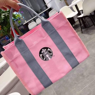 💖New💖 ใหม่ กระเป๋า สตาบัค Bag Canvas สตาร์บัค​ ถุงผ้า แคนวาส ชมพู น่ารักมาก จุของได้เยอะมาก