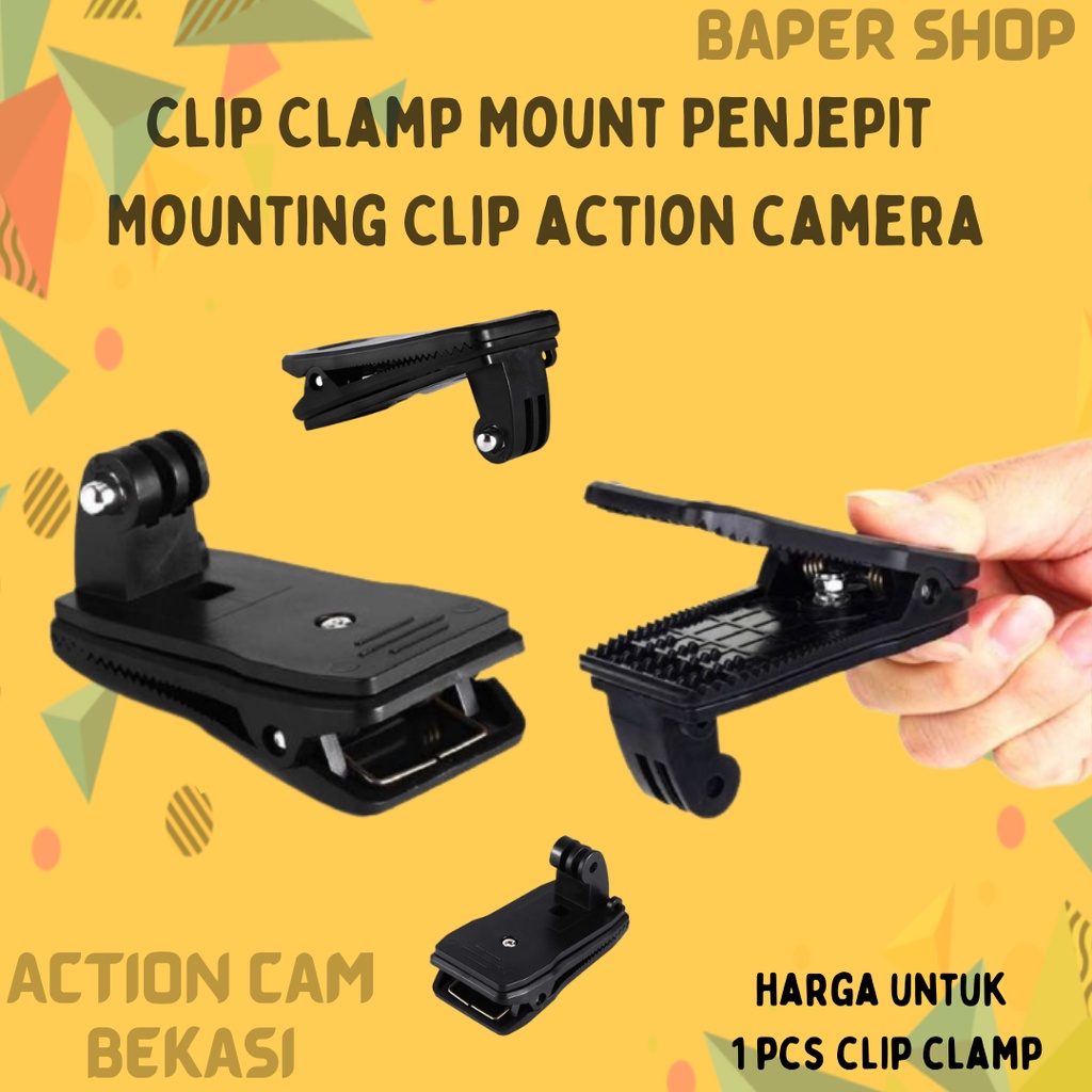 คลิปยึด Clamp Mount คลิปกล้องแอคชั่น Gopro Xiaomi Yi Kogan Brica Bpro Sjcam Yi Cam Sbox Bpro5 Brica 
