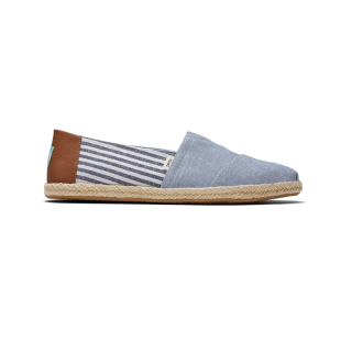 TOMS รองเท้าลำลองผู้ชายแบบสลิปออน (Slip on) รุ่น Navy Chambray Stripe Alpargata