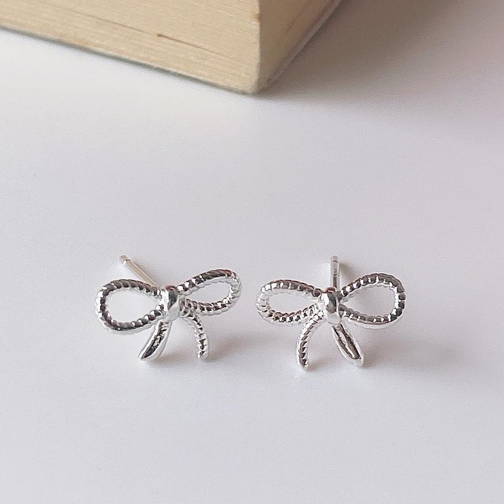 Suwann.na [ราคาต่อคู่] ต่างหู ต่างหูเงินแท้ ต่างหูโบว์