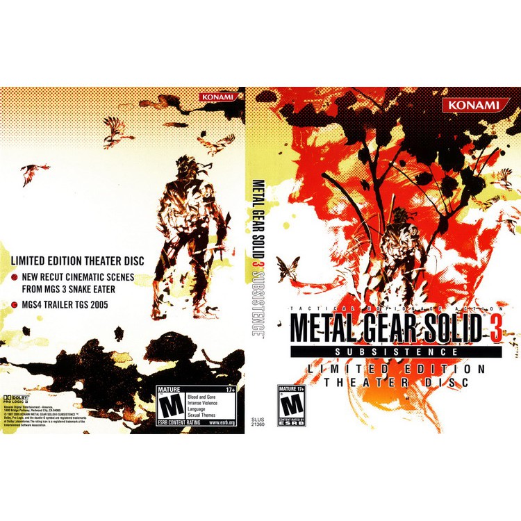 METAL GEAR SOLID 3 SUBSISTENCE LIMITED EDITION THEATER DISC [PS2 US : DVD5 1 Disc]