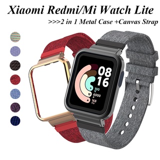 สําหรับ Xiaomi M Watch Lite/Redmi สายนาฬิกาข้อมือ สายรัดข้อมือ 2 in 1 กรอบเคสเนื้อสัตว์ พร้อมสายปรับได้ ผ้าใบ สายสมาร์ทวอทช์