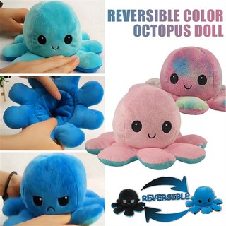 TIKTOK Reversible Double-sided Flip Plush Angry Octopus Doll 20cm Stuffed Toys Birthday Gift