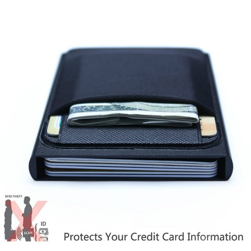 Id Card Holder Blocking Slim Metal Wallet Automatic Pop up Credit Card Coin Purs