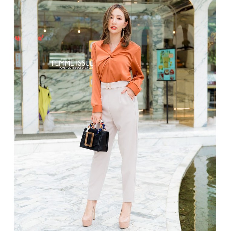 FEMME ISSUE ⭐️กางเกงขาเดฟ9ส่วนสไตล์ทำงาน ลำลอง เกรดพรีเมียม แต่งอะไหล่อย่างดี #18613⭐️  สินค้าขายดี - รูปที่ 4